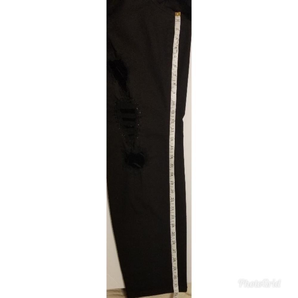 Torrid Black Distressed Embellished Skinny Jeans - Picture 7 of 8
